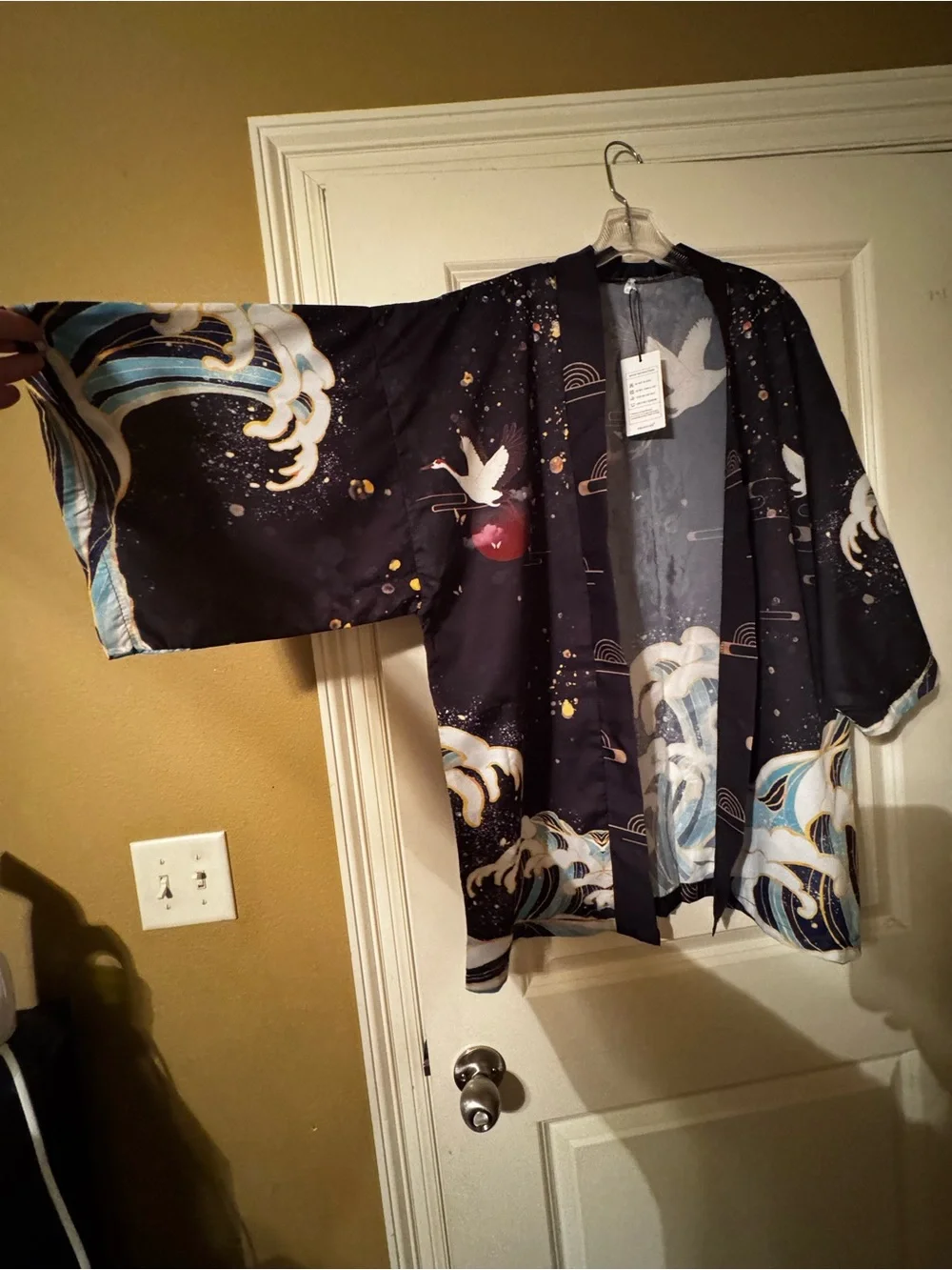 Prijouhe NWT Men’s 2X Japanese Wave Crane Print Kimono Cardigan